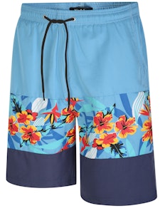 Bigdude Floral Colour Block Swim Shorts Blue